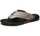 Men's informal leather flip flops, rubber soled beach sandals, walking shoes, fashionable