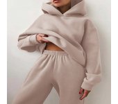 Traje de mujer de otoño e invierno, traje deportivo de terciopelo, traje de mujer de moda, color sólido.