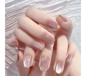 24 UDS fake nails with round cat eye gloss pressed onto nails, completely covering the artificial nail tips, can be used free