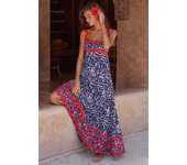 Primavera y verano nuevo halter vestido largo impreso vestidos largos mujer