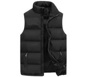 Chaqueta De Chaleco Para Hombre Impermeable Invierno Sin Mangas Cierre De Cremallera Collar Erguido Casual Corto Sin Capucha Ropa De Marca