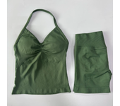 Women's Impact Gym Set, baless sleeveless T-shirt, high waisted seamless shorts, gym  sportswear, training set, 2 pieces.