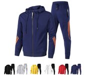 Casual Sports Suit Zipper Jacket+Sweatpants Running Suit Fleece Hoodie Sweatshirt,Thin and comfortable sports suit