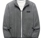 Warm Fleece Corduroy Jacket, Vintage Style Stand Collar Stretch Jacket Coat For Fall Winter