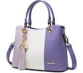 Pomelo Best Bolsos de Mujer, Bolso Señora Tote Multicolor Rayas PU Cuero Con Flecos Bolso Hombro Bolso Shopper