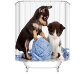 Lovely Bird Pet Bulldog Art Dog Printing Bathroom 3D Shower Curtains Waterproof Polyester Fabric Bath Curtain