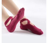 Calcetines con empuñaduras para mujer, calcetín de algodón antideslizante para Yoga, calcetines ideales de cinco dedos para Pilates, danza de Ballet pura, entrenamiento descalzo
