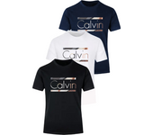 3pcs Hombres Impreso con estilo Casual de manga corta Camiseta de punto Set, perfecto para actividades al aire libre