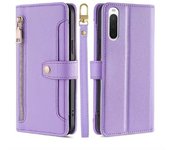 Magnético Multifuncional Moda Cremallera Funda de Cuero Solapa Sony Xperia 10 IV, Cuerda Colgante Funda protectora