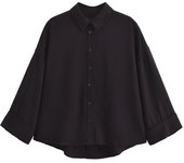 - Spring/Summer New Temperament Style Lapel Single-Breasted Versatile Black Shirt Top for Women9311571