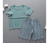 Ropa de descanso de punto para niños, conjuntos de pijamas para niñas, ropa fina de verano para el hogar, conjunto de manga corta para niños, ropa para padres e hijos