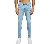 Light blue skinny elastic jeans with men's nostalgic personality, winter style, light color slim fit, small feet,