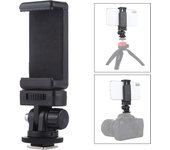PULUZ 1/4 inch Screw Thread Cold Shoe Tripod Mount Adapter with Phone Clamp