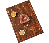 Tabla Cortar Cocina, Madera deEnd Grain Grosor 2.5 cm Teca , Tabla Madera Cocina, Tabla de Cortar, Grande y Resistente, Servir Embutidos Carne Barbacoa Queso Pan, 42x30x2.5 cm (con ranura)