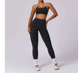 Yoga Set 2PCS Women Sportswear Push Up Workout Clothes Athletic Wear Gym Legging Fitness Bra Crop Top Long Sleeve Sports Suits