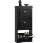 Estrecho con 3 Puertas Abatibles, Entrada Recibodor Mueble Armario Alto Organizador para Zapatos Salón Blanco FSR94-W ES