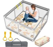 Parque Infantil Bebe,150x180cm Parque Bebe,XXL Parque De Juegos Bebé Plegable,Antideslizante y Anillo De Tracción Parque Infantil,Adecuado Para Interiores y Exteriores Con Base