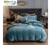 22 Home Textiles Dark Blue Crystal Velvet Coral Fleece Winter Soft Quilt Cover Keep Warm Plush Duvet Cover Bedding No Pillowcase