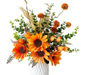 8pcs Flores de Girasoles Artificiales con Tallos diámetro 40cm, grande Girasoles Artificiales Decoracion, Sunflowers Artificial Flowers Flor Falsa Jarrones Decoracion Oficina en casa (8 grandes)