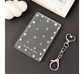 Transparent Acrylic Photocard Holder with Keychain Protetion Cover Photo Card Case Pattern Printing Ins