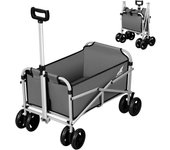 Foldable Handcart, Trolley, with Brakes, 80kg Load Capacity, Dark Grey