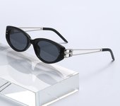 Gafas de sol ovalados retro para mujeres y hombres, lentes de sol redondos estrechos y de moda Y2K de diseñador vintage