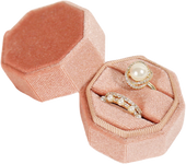 Velvet Ring Box - 3pcs - 2 Slot Exquisite Wedding Ring Bearer Box - Gorgeous Hexagon Wedding Ring Box with Detachable Lid