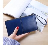 Cartera de Mujer de Cuero con Esencia de Lujo Billetera Multicapa en Color Sólido para Teléfono Móvil Bolsa de Compras con Sujeta Tarjetas y Monedero