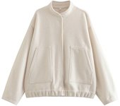Solid Coat Button Up Long Sleeve Pocket Bomber Jacket