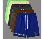 Pantalones cortos cómodos con estampado de letras, pantalones casuales para hombres con cintura ligeramente elástica y cordón