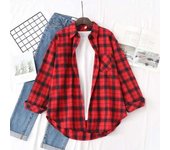 2023 New Women Long Sleeve Shirts Red and Black Flannel Plaid Shirt Tops Brand Casual Loose Female Check Blouses Clothes