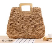 Round Straw Beach Bag Vintage Handmade Woven Shoulder Bag Raffia Circle Rattan Bags Bohemian Summer Vacation Casual Bags