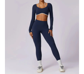 Yoga Set 2PCS Women Sportswear Push Up Workout Clothes Athletic Wear Gym Legging Fitness Bra Crop Top Long Sleeve Sports Suits