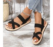 Women's Cross Strap Sandals, Casual Solid Color Slip On Ankle Strap Flat Shoes, Minimalist & Lightweight Outdoor Shoes