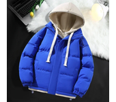Thick men's winter jacket, cotton warm windbreaker, twopiece faux sign, casual, hood, windbreaker style