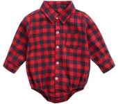 -Ropa de Algodón de Manga Larga para Recién nacidos, Niños, Monos, Fashion, Cuadrícula