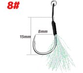 Cast Jig Sharp Assist Hook High Carbon Steel Angle Barbed Thread Feather Fishing Tackle Ring Jigging Tool Pesca Lure Fishhook