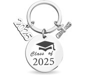 Metal School Graduate Pendant Gifts Engraved Stainless Steel 2025 Graduation Ceremony Keychain Students Silver