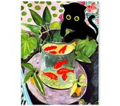 Abstract Monet Garden Landscape Canvas Painting Sunflower Flower Black Cat Poster Print Picture Living Room Aesthetic Home Decor
