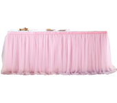 6-foot pink tulle skirt baby shower, table top for rectangular or round tables