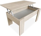 Mesa de Centro Elevable, Mesita de Salón o Comedor, Acabado en Color Blanco con Tapa Cambria, Medidas, 90 cm (Ancho) x 50 cm (Fondo) x 46, 57 cm (Alto), Madera, 90 x 50 x 46, 57 cm