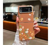 For Samsung Galaxy Z Flip 5 4 3 6 5G Small Flowers Folding Phone Case Leather Texture TPU Soft Cover For Samsung Z Flip3 Flip4