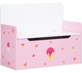ZONEKIZ 2 en 1 Baúl de Juguetes para Niños de +18 Meses Banco de Almacenaje Infantil con Tapa de Cierre Magnética para Dormitorio Sala de Juego Carga 50 kg 60x30x50 cm Rosa