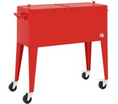 vidaXL Carrito nevera con ruedas rojo 92x43x89 cm