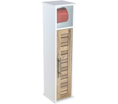 New Planet Home® - Mueble Portarrollos con Reserva 'Stockholm' 1 Puerta + Estante Interior | Mueble de Baño para Almacenaje del Papel Higiénico + 1 Balda, Resistente al Agua y Humedad 18x18x75cm - NEW PLANET HOME STOCKHOLM