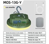 MOSLIGHTING Camping Lantern 7200mAh Rechargeable LED Hanging Tent Light Magnet Portable Flashlight Car Repair Emergency Light