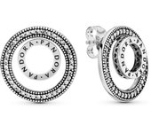 Pandora Pendientes de Aro en Plata de Ley Logotipo de Bucle Circular 297446CZ，Incluye Caja Original
