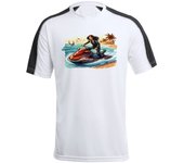 MERCHANDMANIA CAMISETA TÉCNICA FRANJA MANGAS NEGRA deporte agua moto acuatica carrera playa tshirt