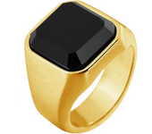 DVRK Anillo Oro y Negro Para Hombre - Anillo Hombre Acero Inoxidable 316L Bañado en Oro 18k