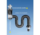 Flexible Sink Drain Pipe, Expandable Tubular Drain Tubing Pipe, Adjustable P Trap For Kitchen Sink Drain & Garbage Disposal, Bla